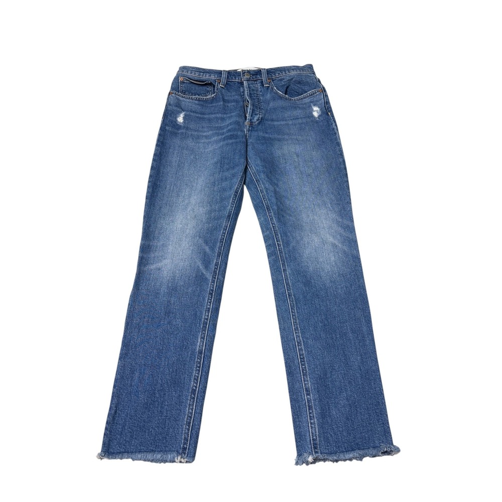 Denim Forum The Yoko High Rise Slim Jeans Organic Cotton Womens 30X28 Distressed